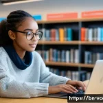 Home 9 영상콘텐츠 전문가가 되기 위한 학위와 교육과정 - **Prompt:** A young, focused female student, approximately 22 years old, with diverse features, is s...